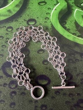 Silver Multi-Chain Toggle Bracelet
